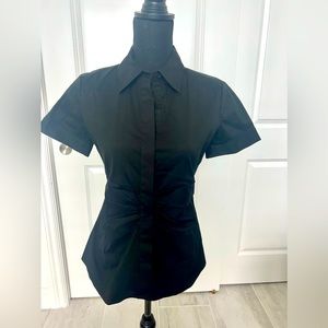 Theory - Short-sleeved black button down top - M